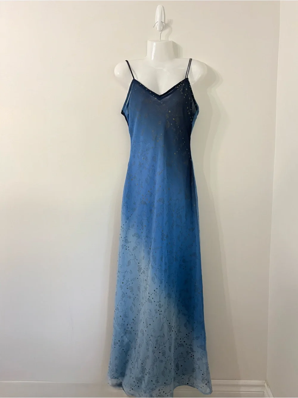 VTG Y2K Le Château Blue Ombre Maxi Slip Dress Fairycore Celestial Prom Gown M - Picture 2 of 7
